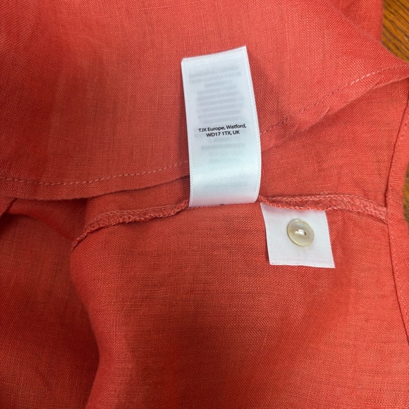 Tahari 100% Linen Coral Button Up Women’s M Shirt w/Rolled Sleeve - Picture 7 of 7
